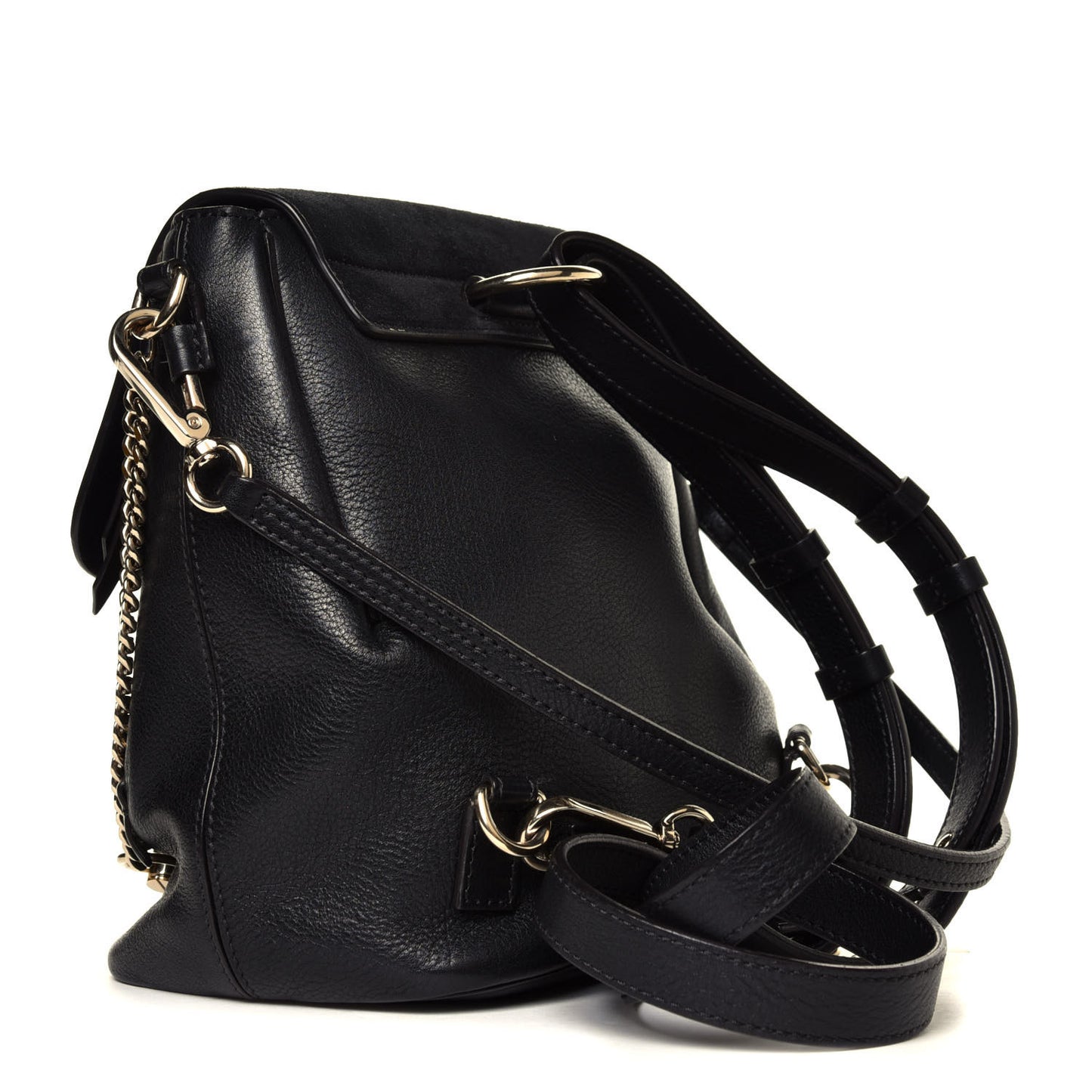 Suede Calfskin Small Faye Backpack Black