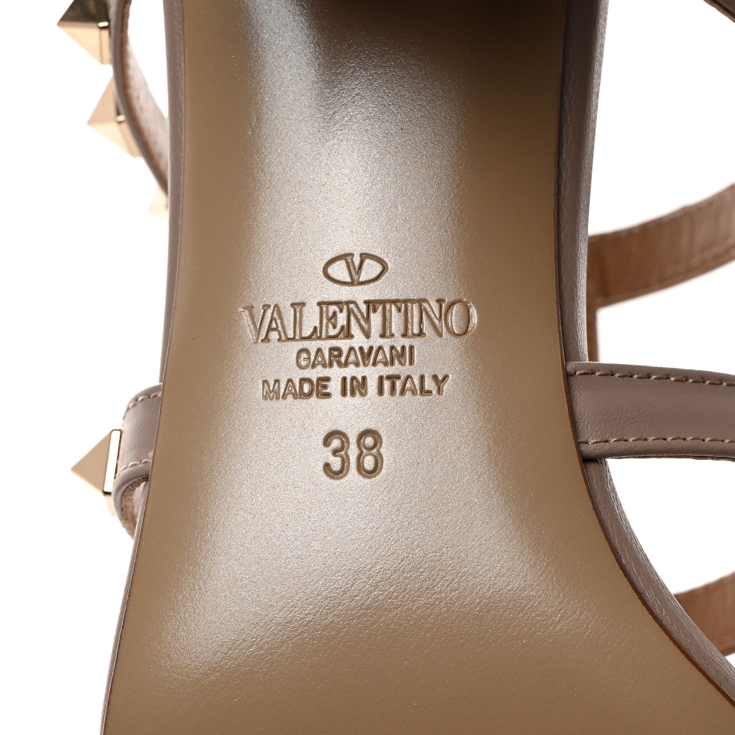 Valentino Garavani Calfskin Rockstud 60mm Caged Slide Sandals 38 Poudre 8 of 8