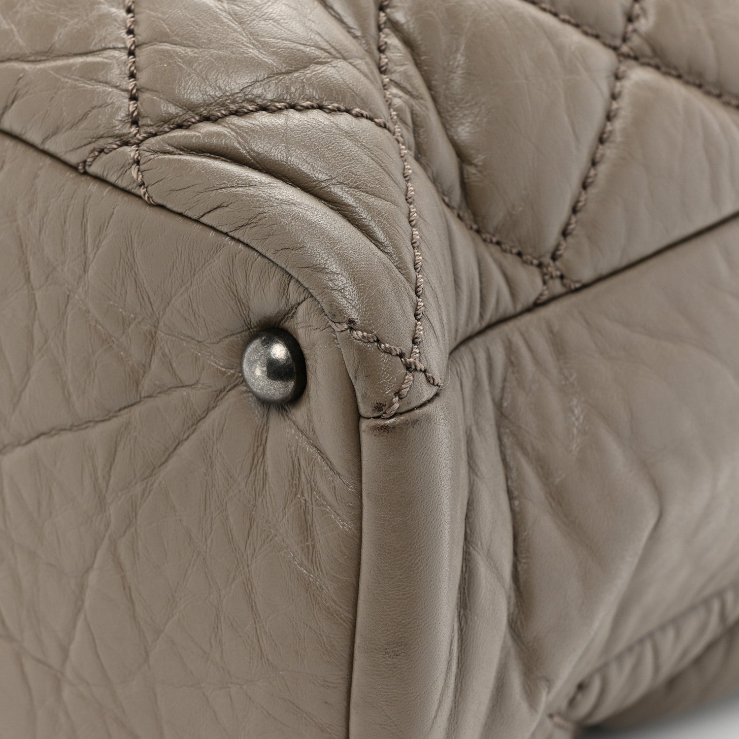 Chanel Aged Calfskin Tweed Large Quilted Portobello Tote Grey 13 of 16