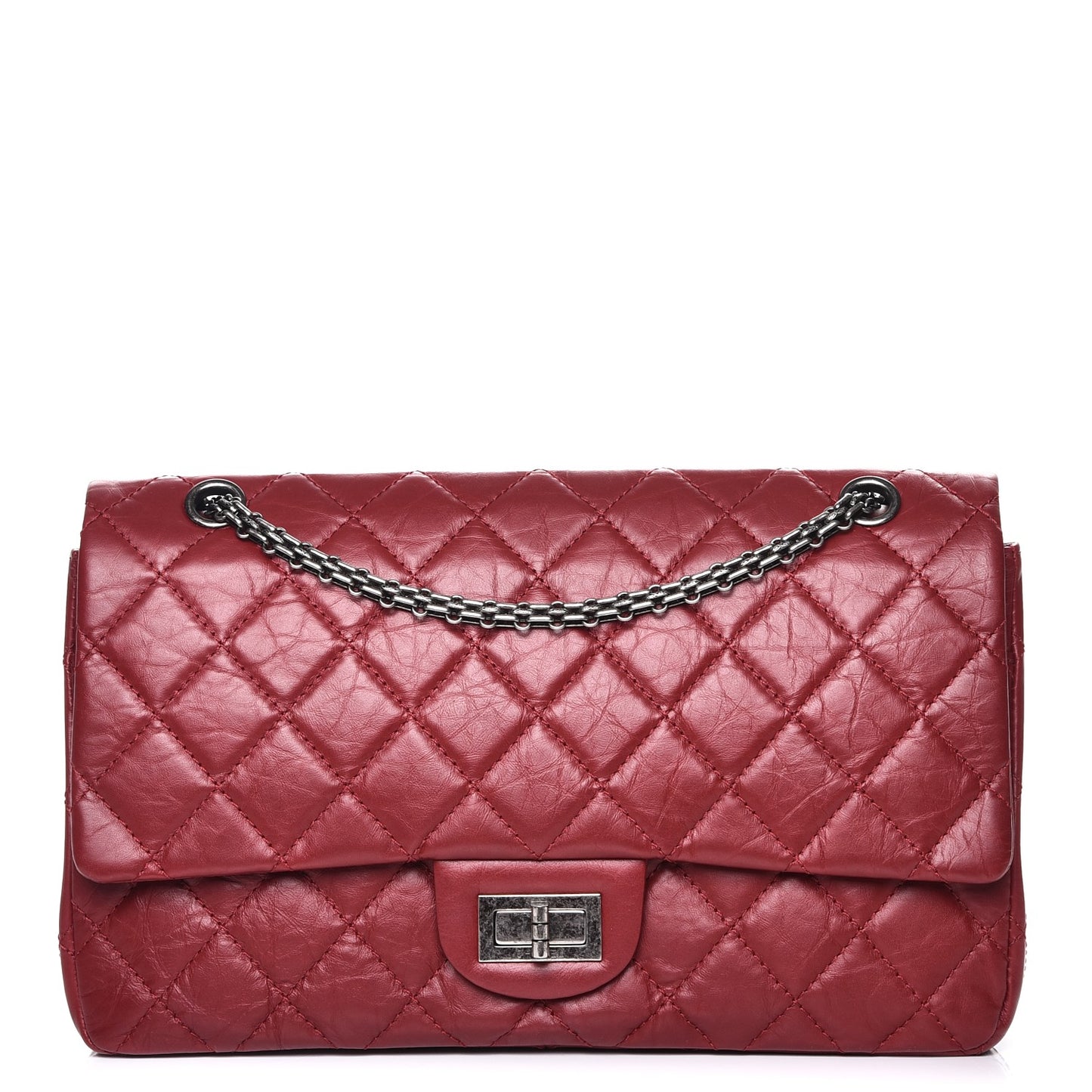 Aged Calfskin Quilted 2.55 Reissue 227 Flap Red