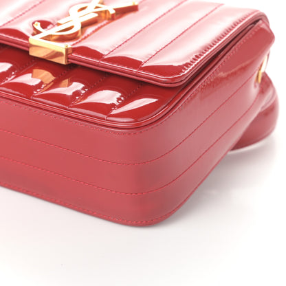 Saint Laurent Patent Matelasse Monogram Small Vicky Chain Bag Red 9 of 9