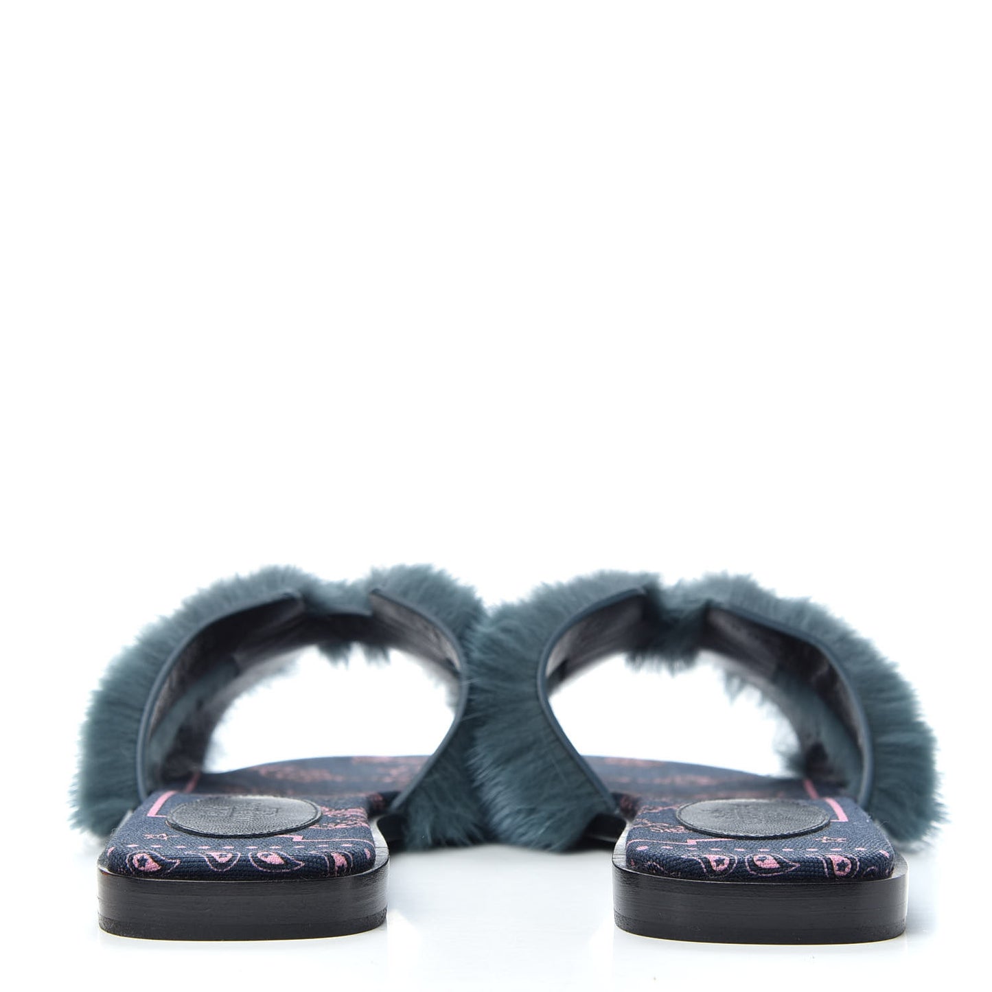 Mink Fur Oran Sandals 36 Bleu Paon