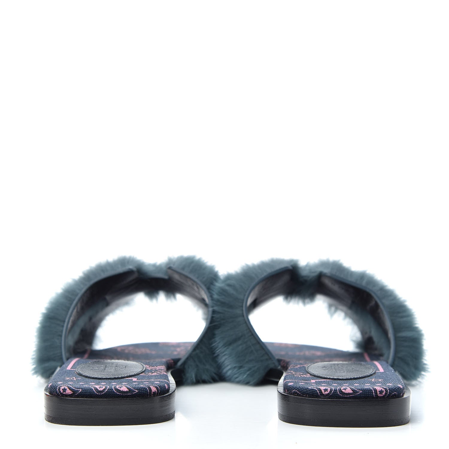 Hermes Mink Fur Oran Sandals 36 Bleu Paon 7 of 11