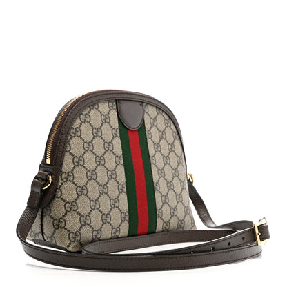 Gucci GG Supreme Monogram Textured Dollar Calfskin Web Small Ophidia Dome Shoulder Bag Beige Ebony New Acero 3 of 11