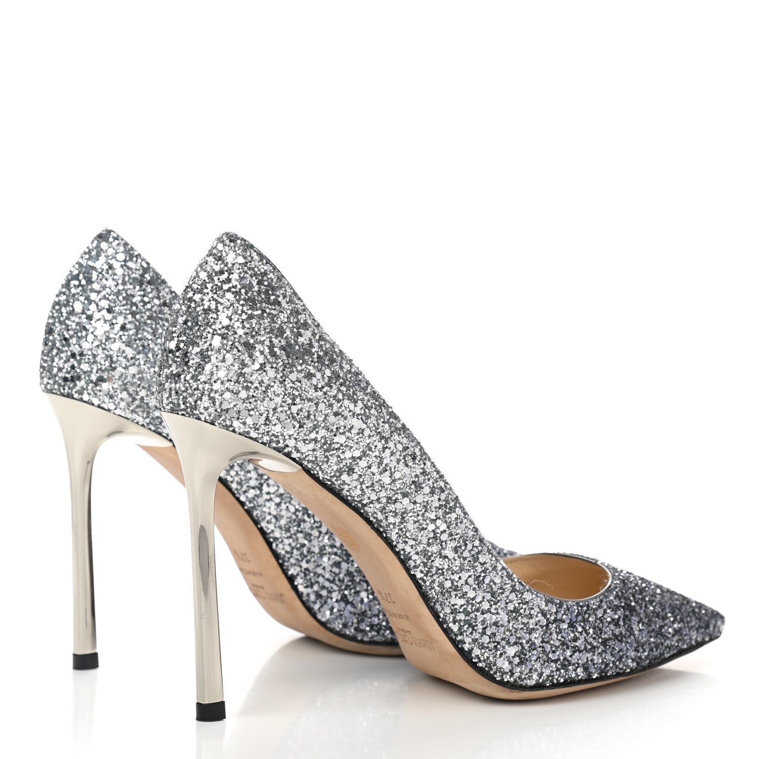 Jimmy Choo Coarse Glitter Degrade Pointy Toe Romy 100 Pumps 37.5 Navy Silver 4 of 8