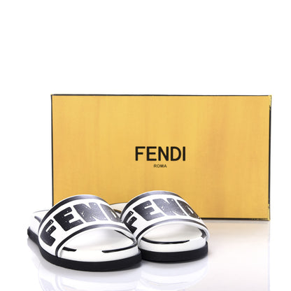 Fendi X JOSHUA VIDES Roma Calfskin Fussbetts Slide Sandals 35 Snow White Black 10 of 10
