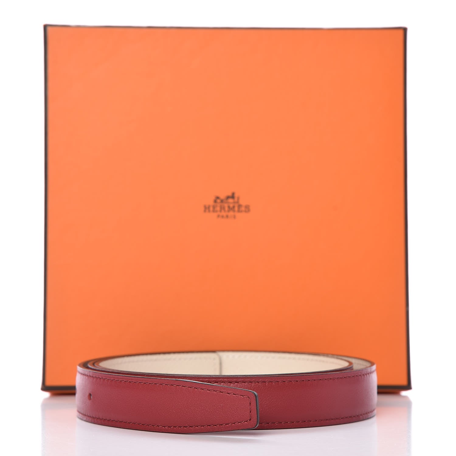 Hermes Swift Epsom 24mm Belt Strap 90 Rouge Grenat Craie 6 of 6