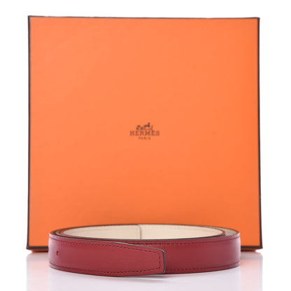 Hermes Swift Epsom 24mm Belt Strap 90 Rouge Grenat Craie 6 of 6
