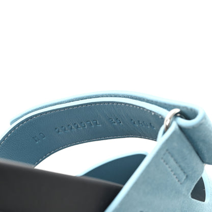 Hermes Suede Goatskin Womens Chypre Sandals 39 Bleu Mineral 9 of 10