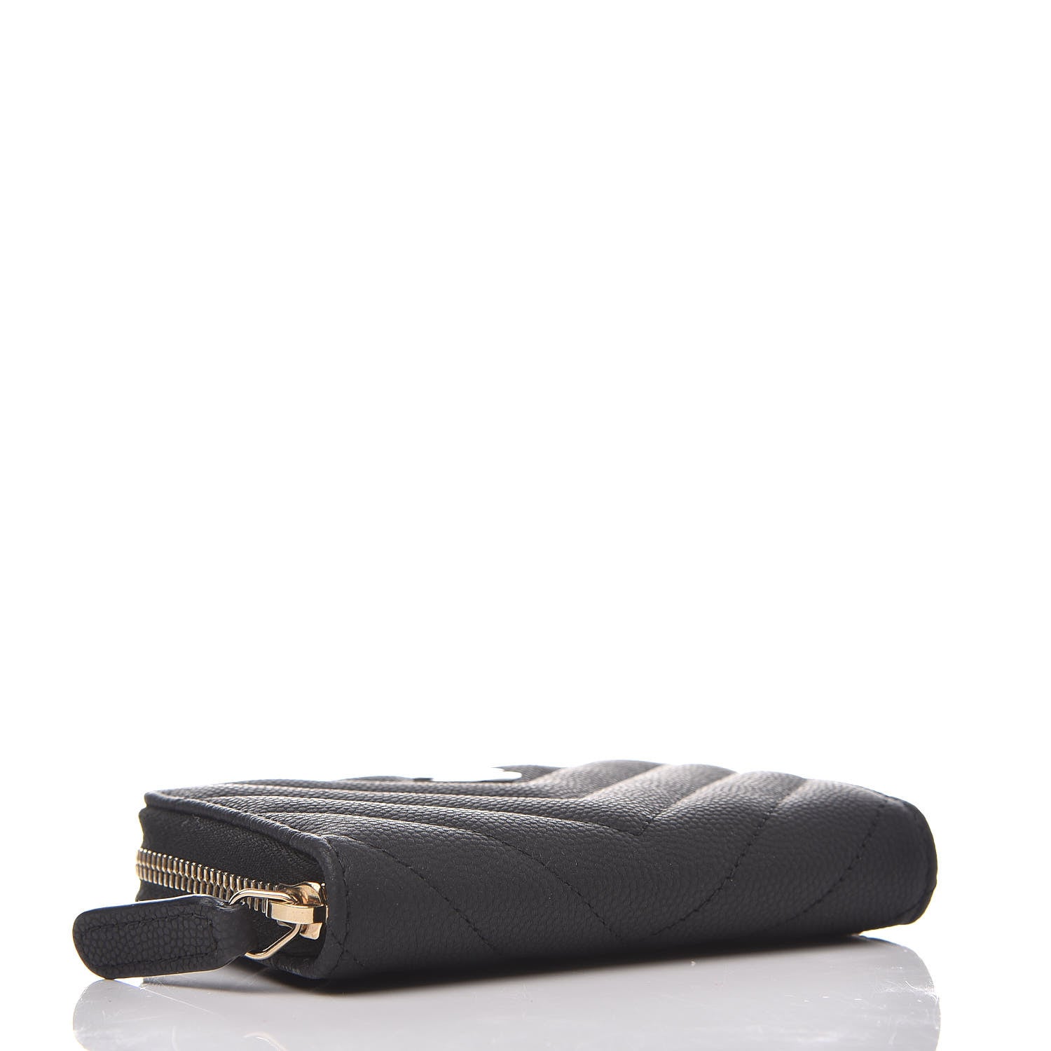 Chanel Caviar Chevron Quilted Zip Coin Purse Black 3 of 8