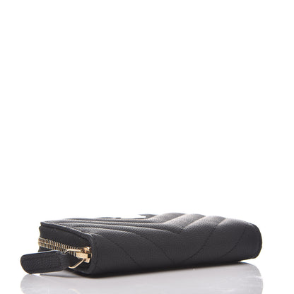 Chanel Caviar Chevron Quilted Zip Coin Purse Black 3 of 8