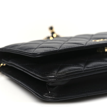 Chanel Lambskin Quilted Wallet On Chain WOC Black 10 of 12