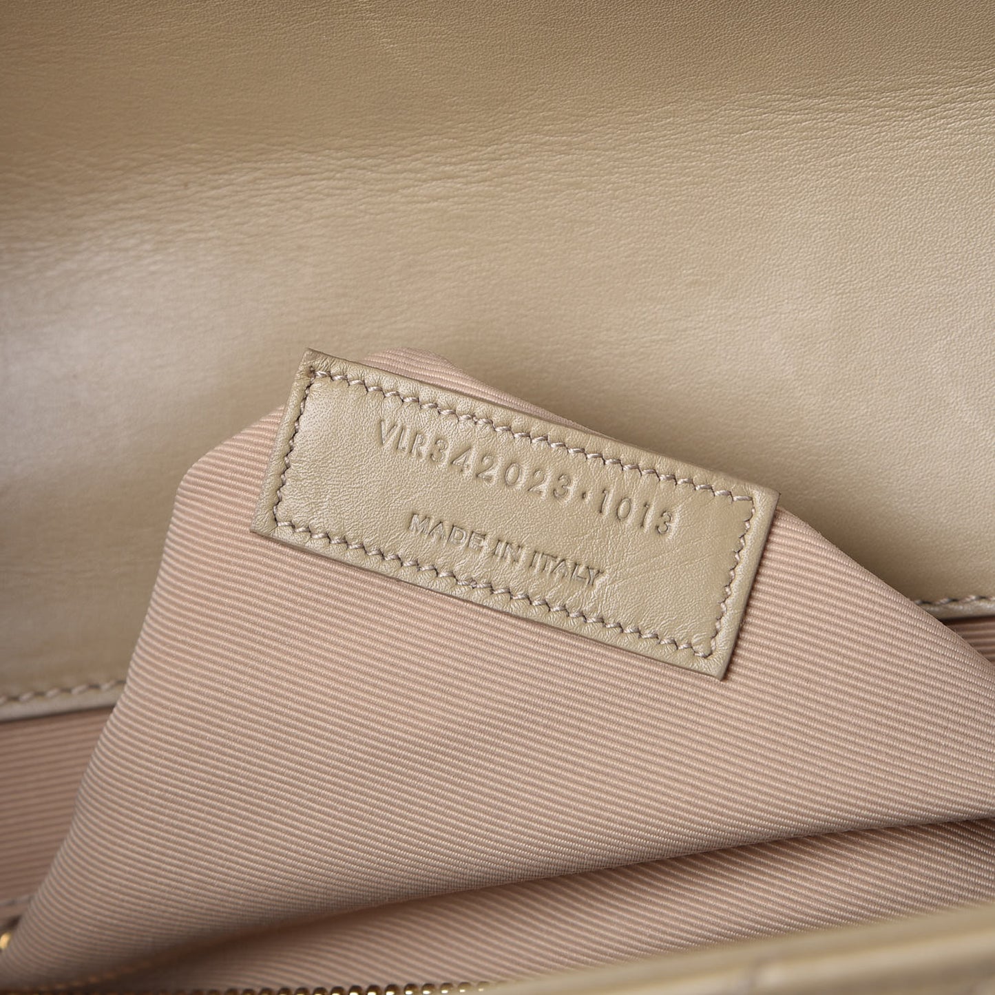 Lambskin Matelasse Chevron Large Monogram Satchel Beige