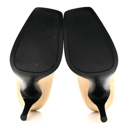 Chanel Suede Patent Calfskin Pumps 38 Beige Black 6 of 13