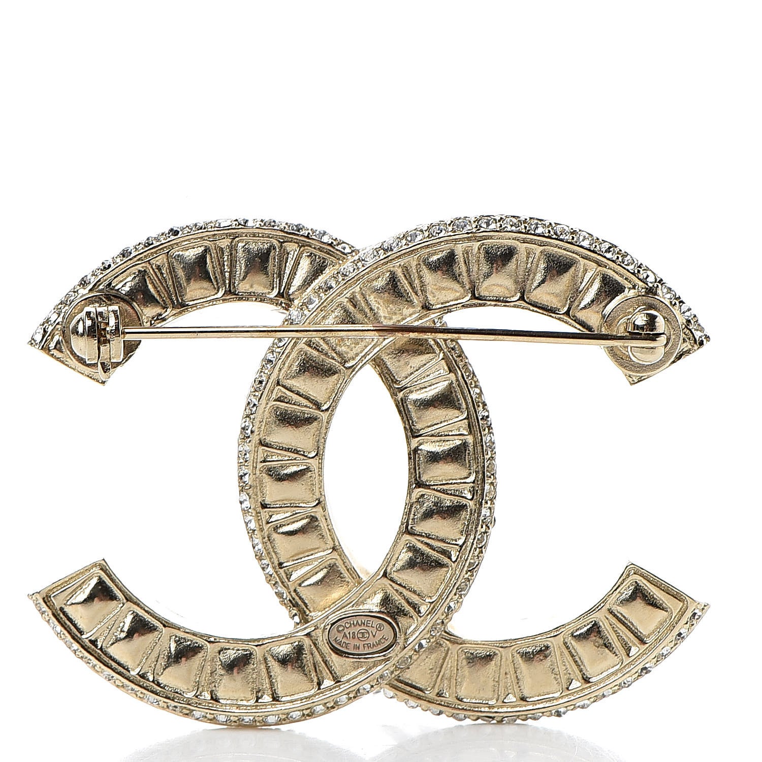 Chanel Baguette Crystal CC Brooch Gold 3 of 6