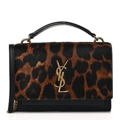 Saint Laurent Pony Hair Calfskin Leopard Print Medium Monogram 2 of 8