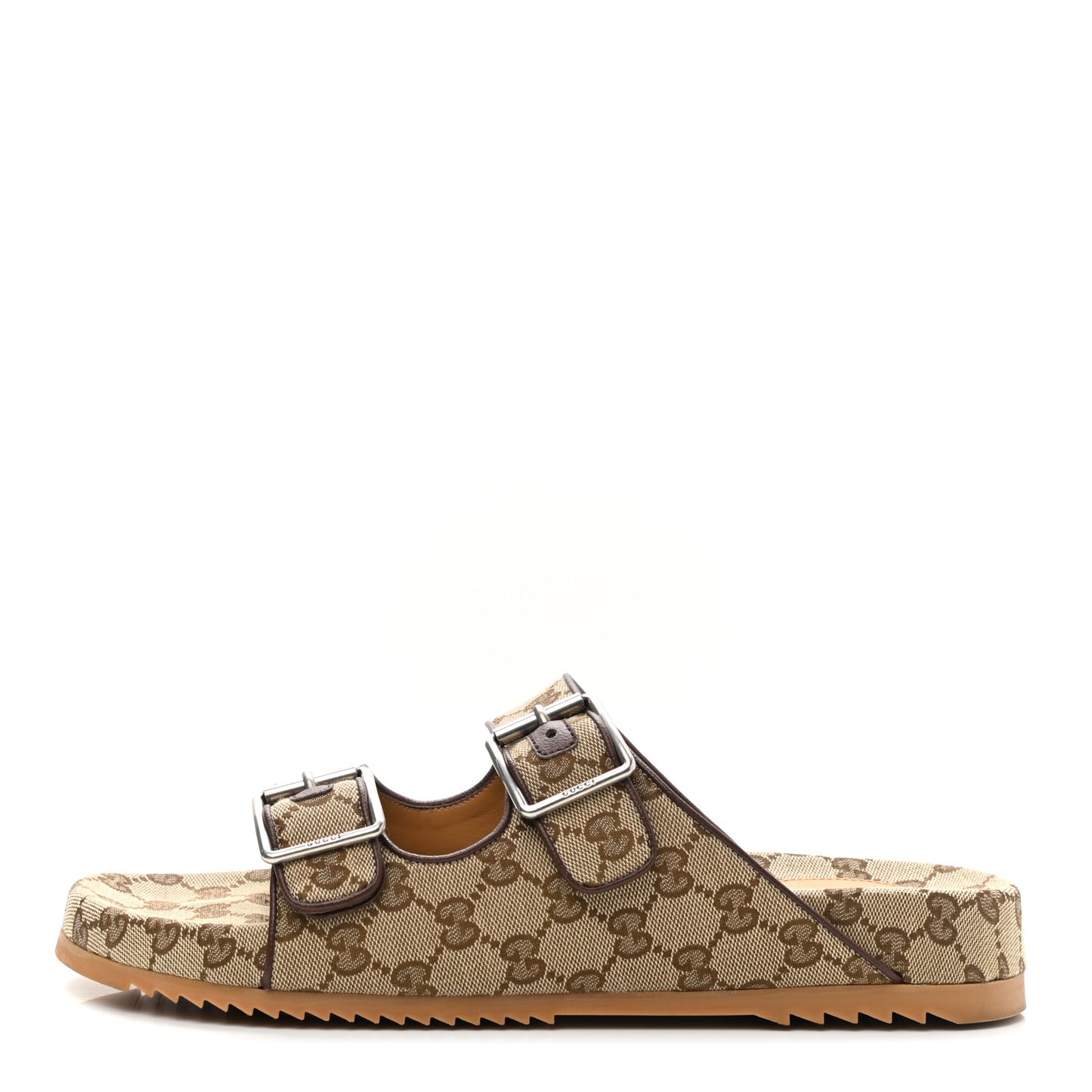 GG Monogram Lavaredo Eco Fabric Mens Slide Sandals With Straps 11 Beige Ebony Light Brown
