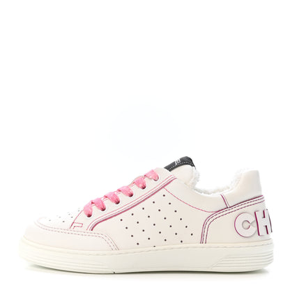 Chanel Calfskin Womens Logo Sneakers 36.5 White Pink 1 of 4