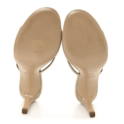 Hermes Suede Goatskin Satin Cute Sandals 38.5 Beige Argile 6 of 9