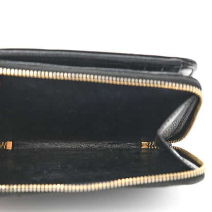 Saint Laurent Grain De Poudre Matelasse Chevron Monogram Compact Zip Around Wallet Black 5 of 8