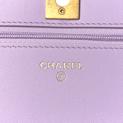 Chanel Caviar Quilted Sweetheart Wallet On Chain WOC Light Purple 6 of 11