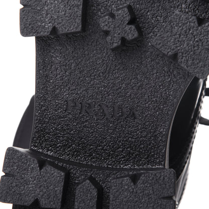 Prada Spazzolato Rois Nylon Metal Triangle Logo Monolith Pouch Pocket 55mm Boots 39 Black 8 of 11
