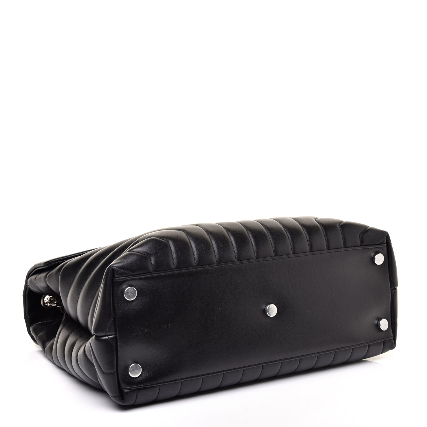 Calfskin Y Quilted Monogram Large Loulou Chain Satchel Black