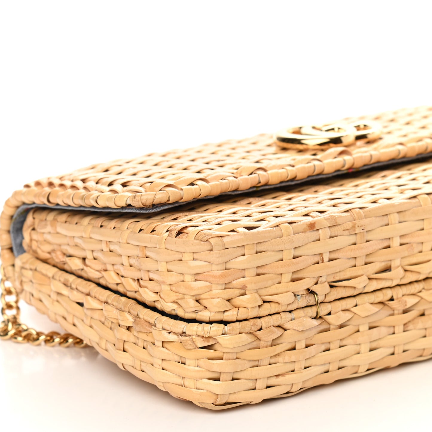 Glazed Wicker Small Cestino Shoulder Bag Natural
