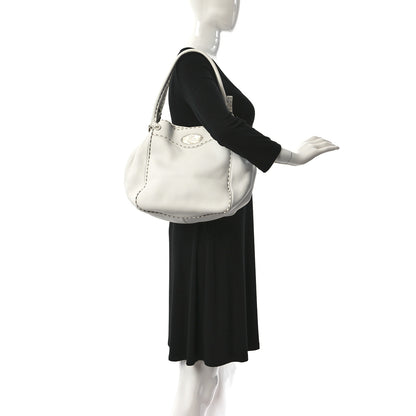Fendi Calfskin Romano Selleria Small Bucket White 2 of 11
