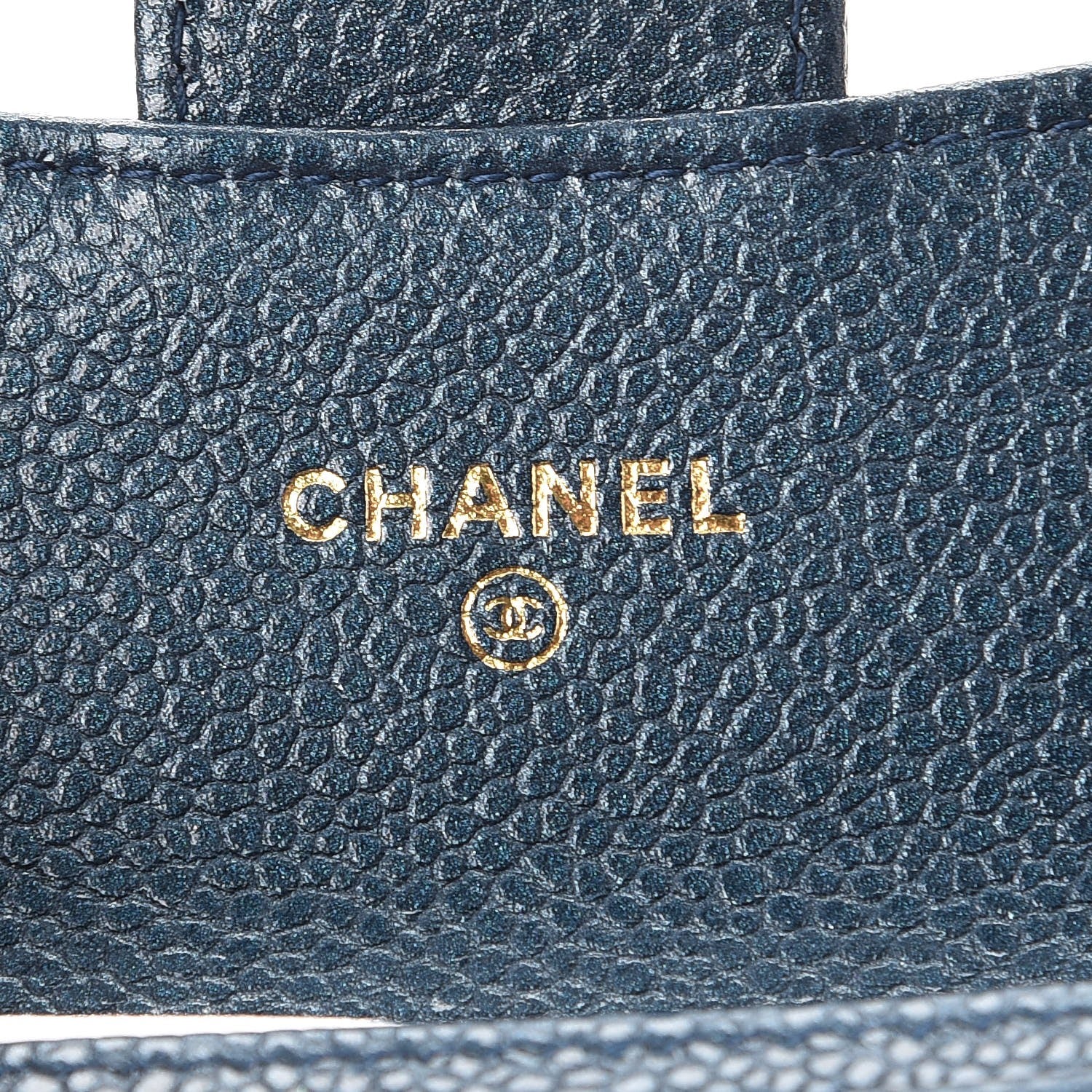 Chanel Metallic Caviar Quilted Flap Card Holder Dark Blue 6 of 9