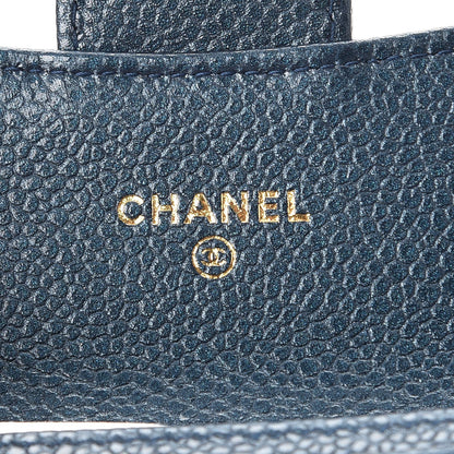 Chanel Metallic Caviar Quilted Flap Card Holder Dark Blue 6 of 9