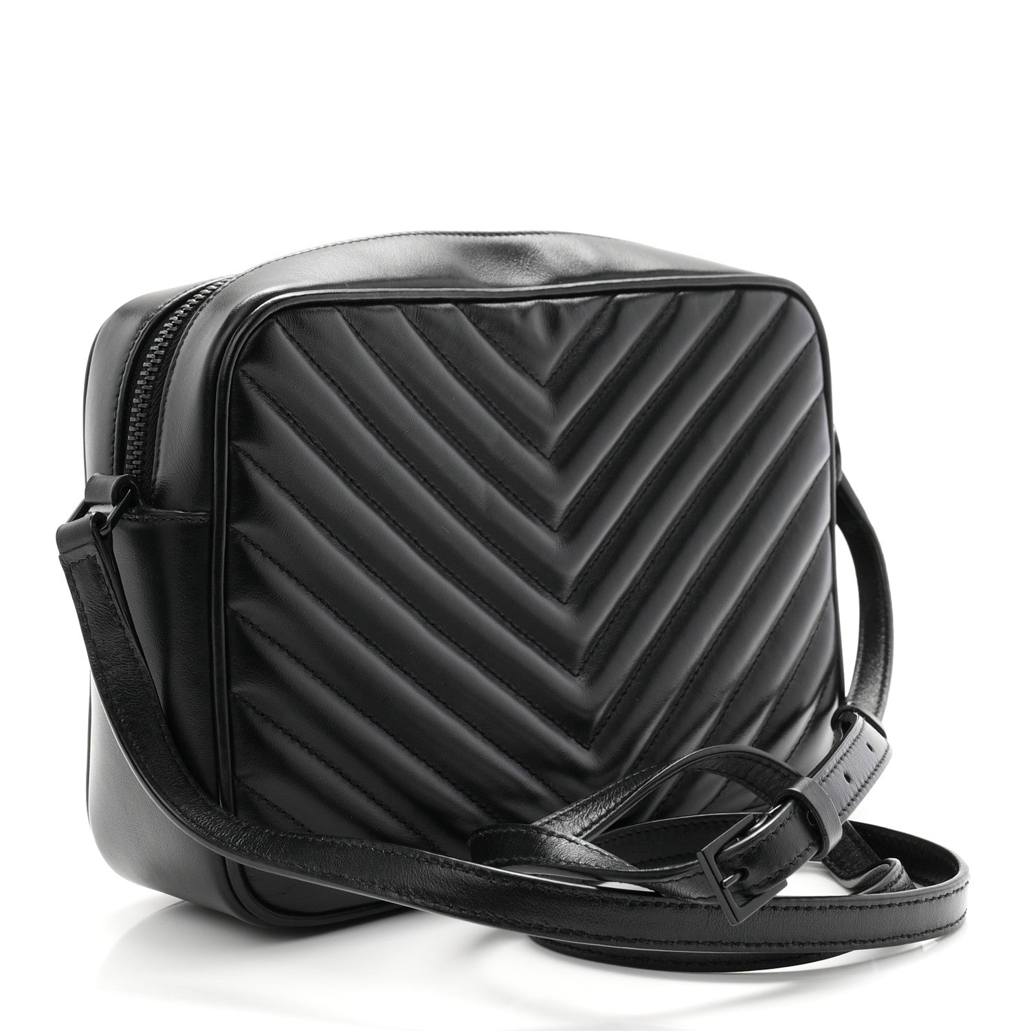 Saint Laurent Calfskin Matelasse Monogram Monochrome Lou Camera Bag Black 3 of 11