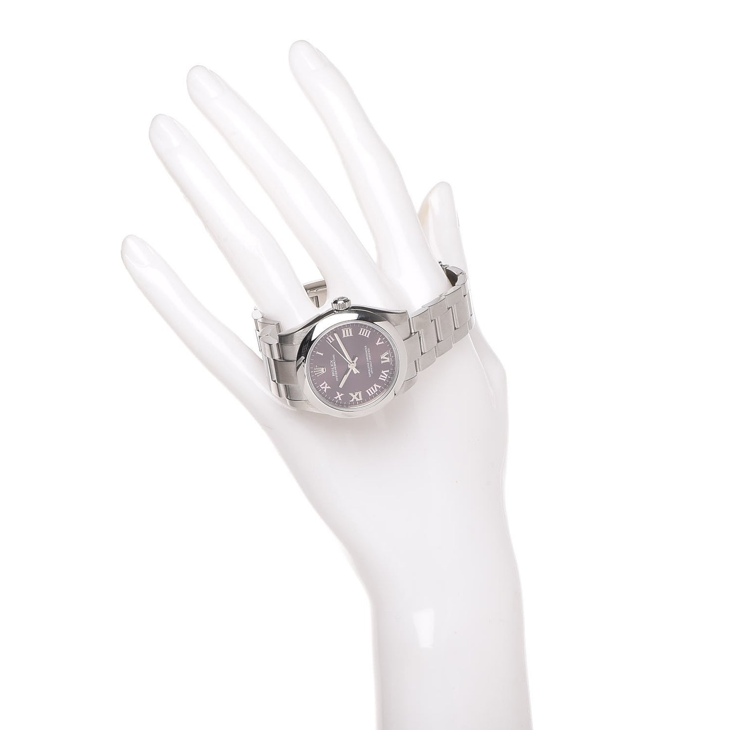 Stainless Steel 31mm Oyster Perpetual Watch Red Grape Roman 177200
