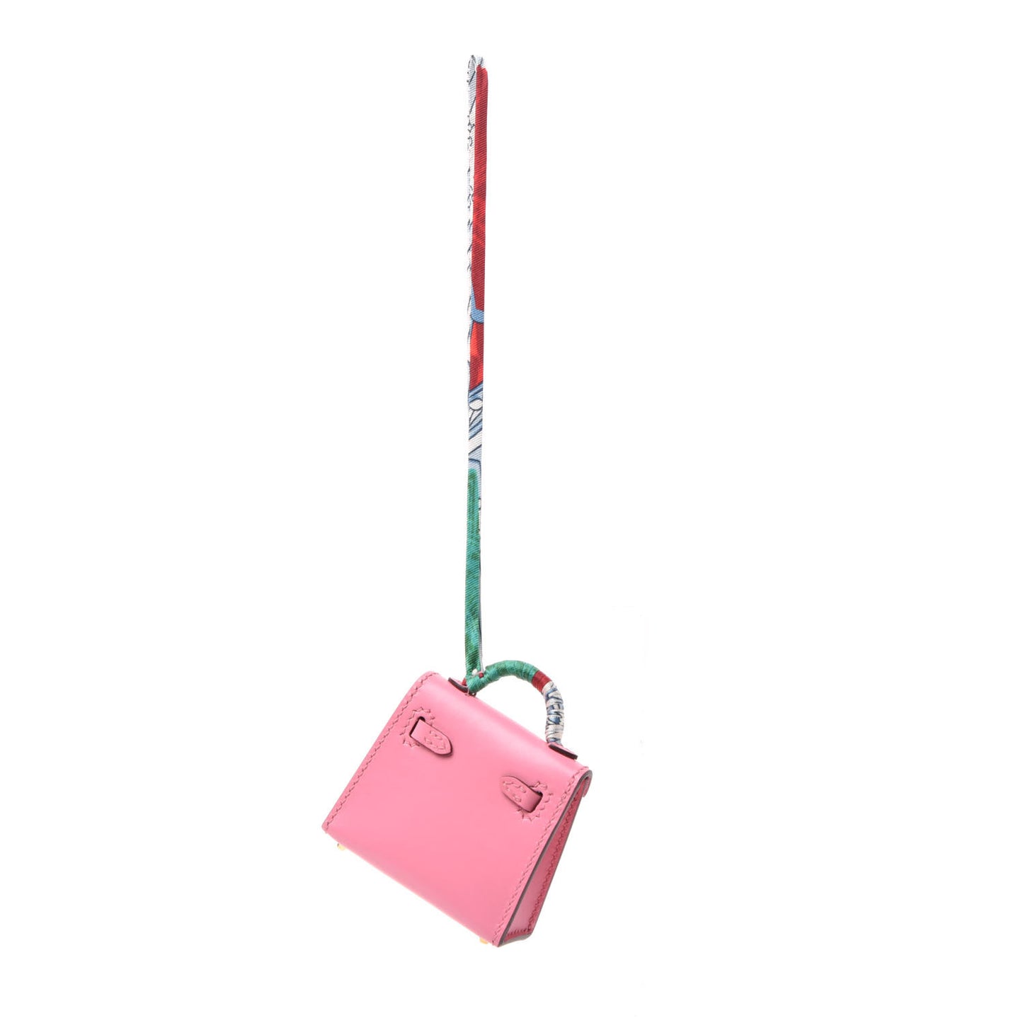 Tadelakt Mini Kelly Twilly Bag Charm Rose Confetti