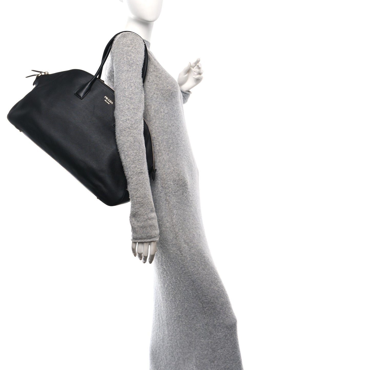 Calfskin Large Top Handle Tote Black