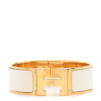 Hermes Enamel Wide Clic Clac H Bracelet GM White 1 of 5