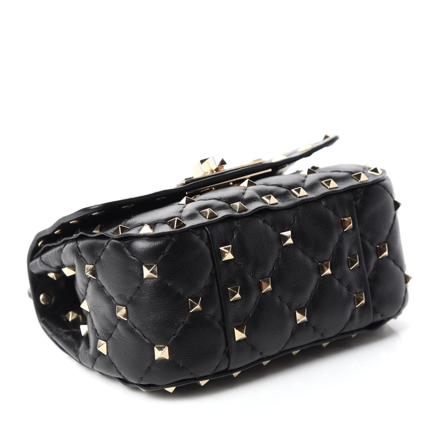 Nappa Micro Rockstud Spike Shoulder Bag Black