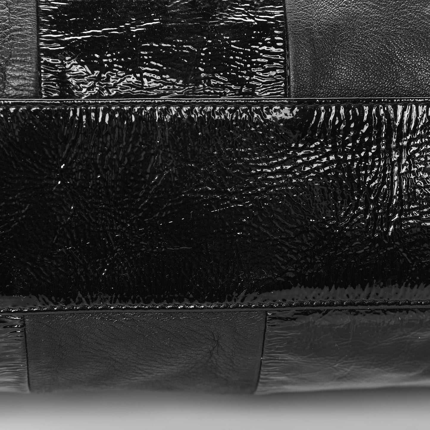 Patent Patchwork Large Brooklyn Tote Black