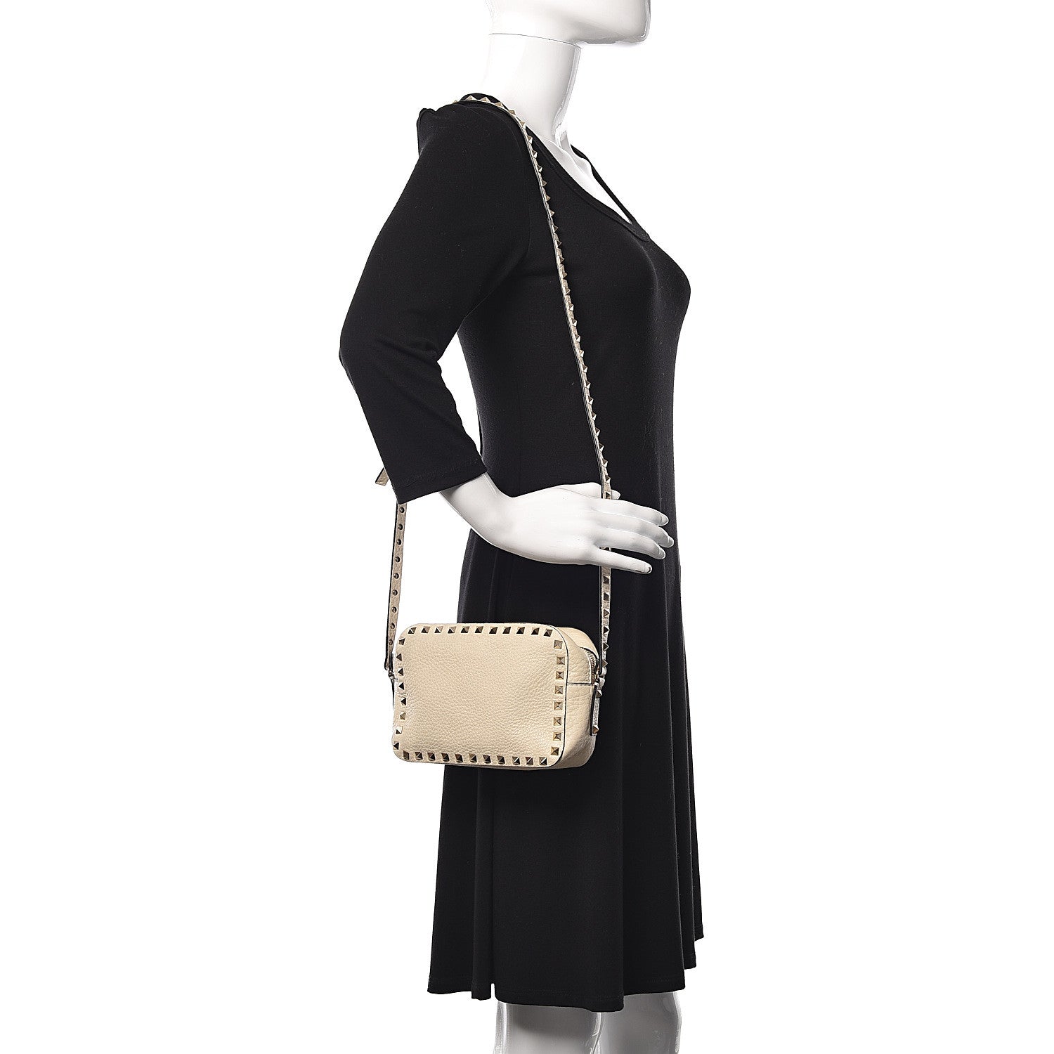 Valentino Garavani Grained Calfskin Rockstud Camera Crossbody Bag Ivory 2 of 11