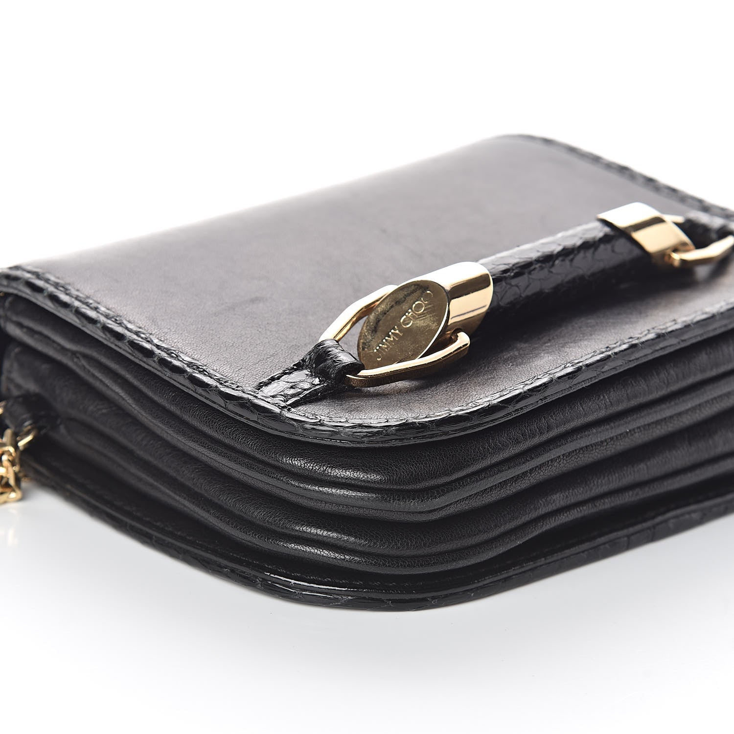 Jimmy Choo Lambskin Elaphe Zadie Flap Bag Black 8 of 9