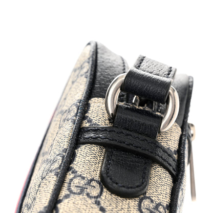 Gucci GG Supreme Monogram Textured Calfskin Web Mini Ophidia Messenger Beige Blue 10 of 10