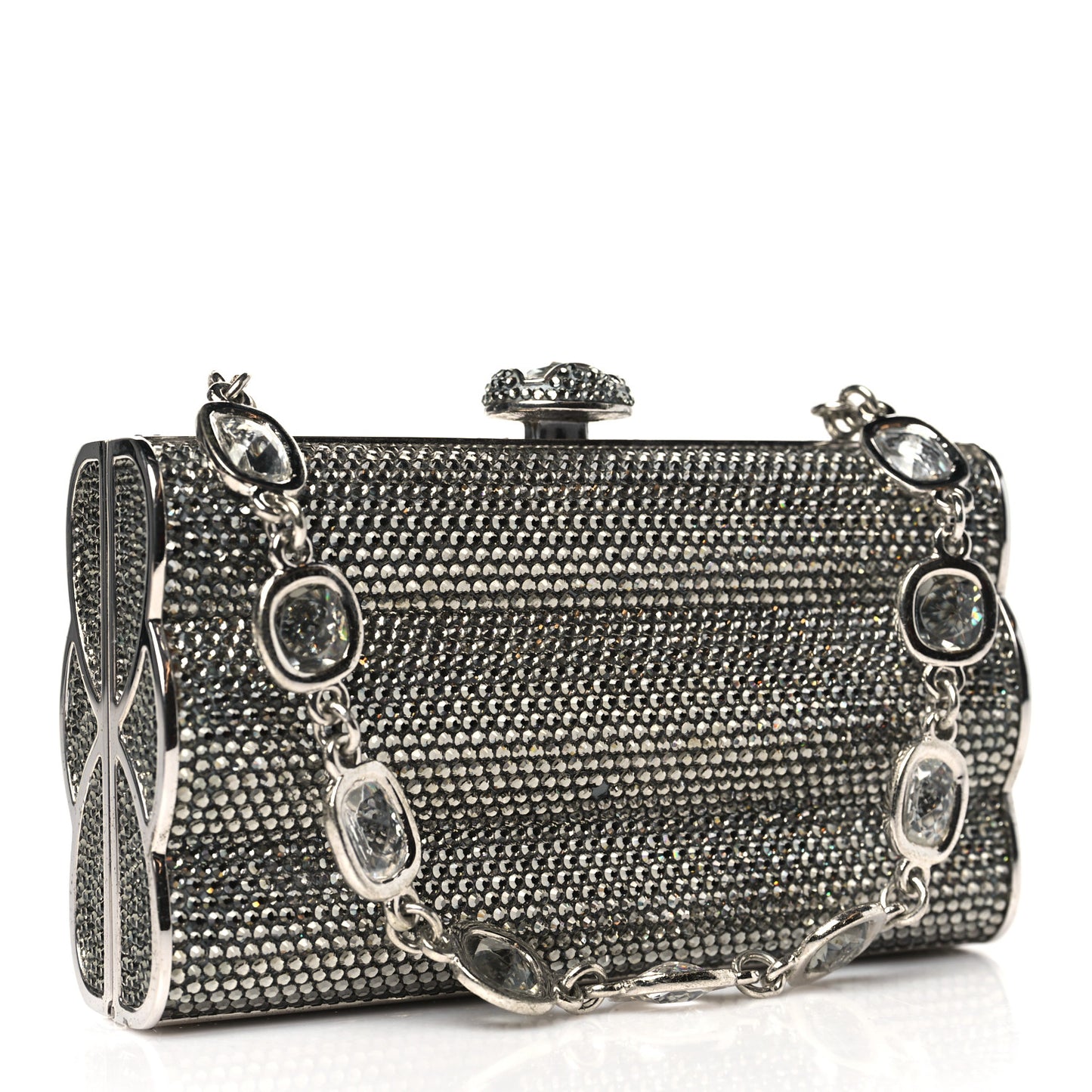 Swarovski Crystal Minaudiere Clutch Silver