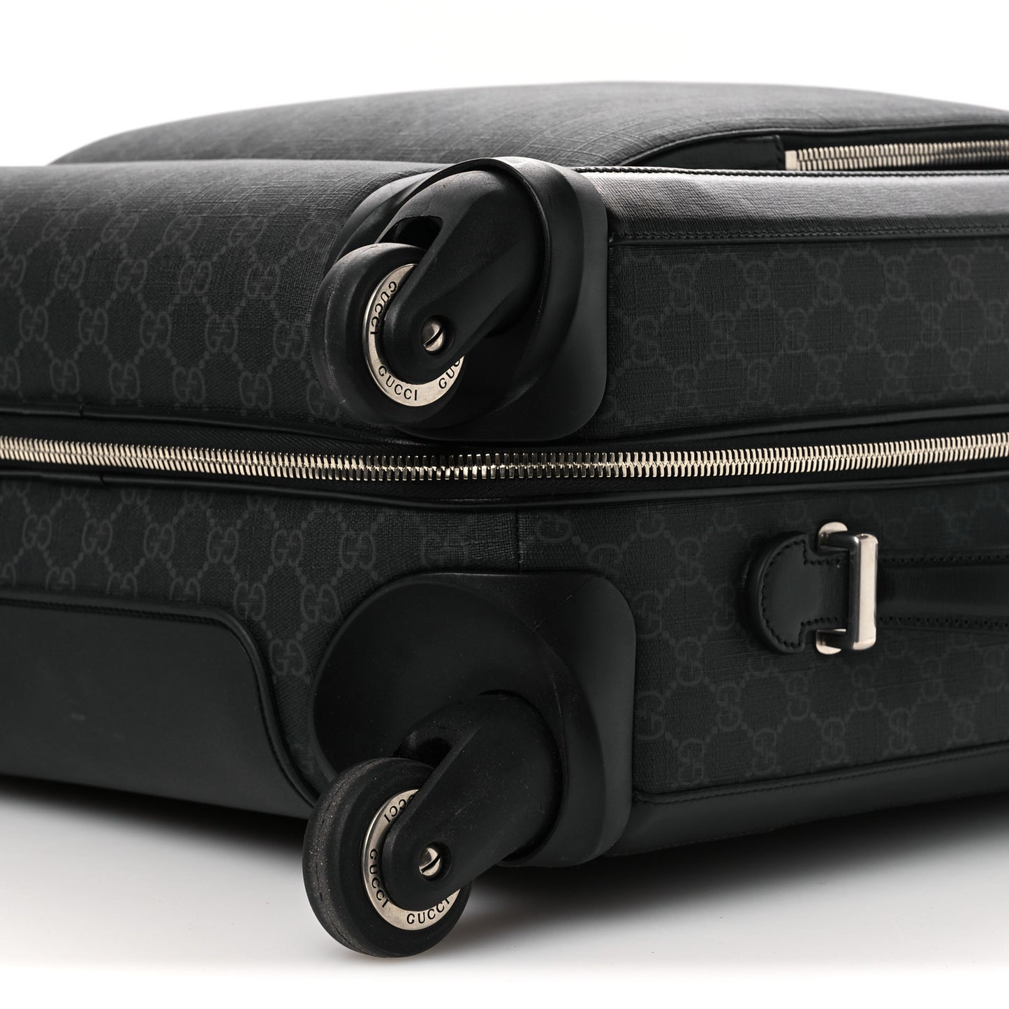 GG Supreme Monogram Four Wheel Suitcase Black Grey