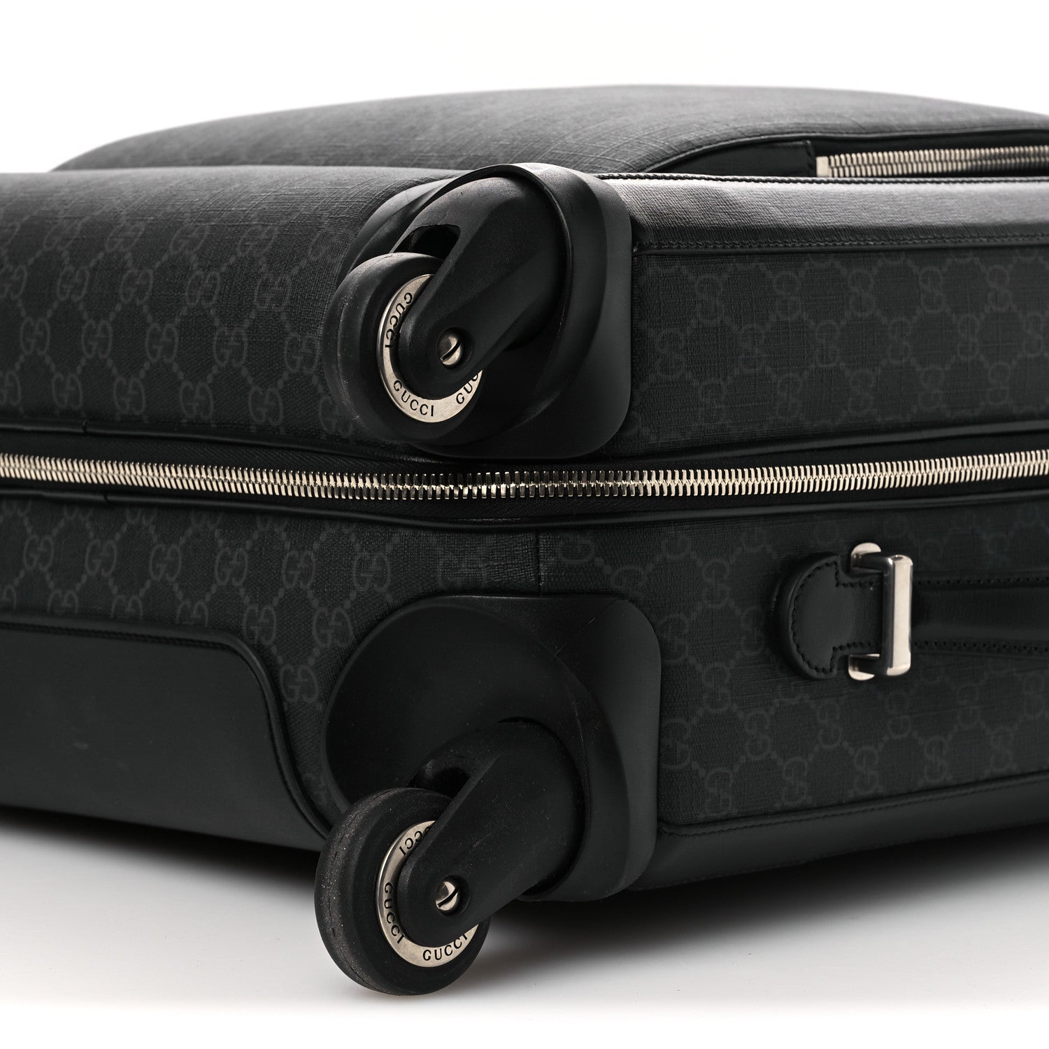 Gucci GG Supreme Monogram Four Wheel Suitcase Black Grey 9 of 12