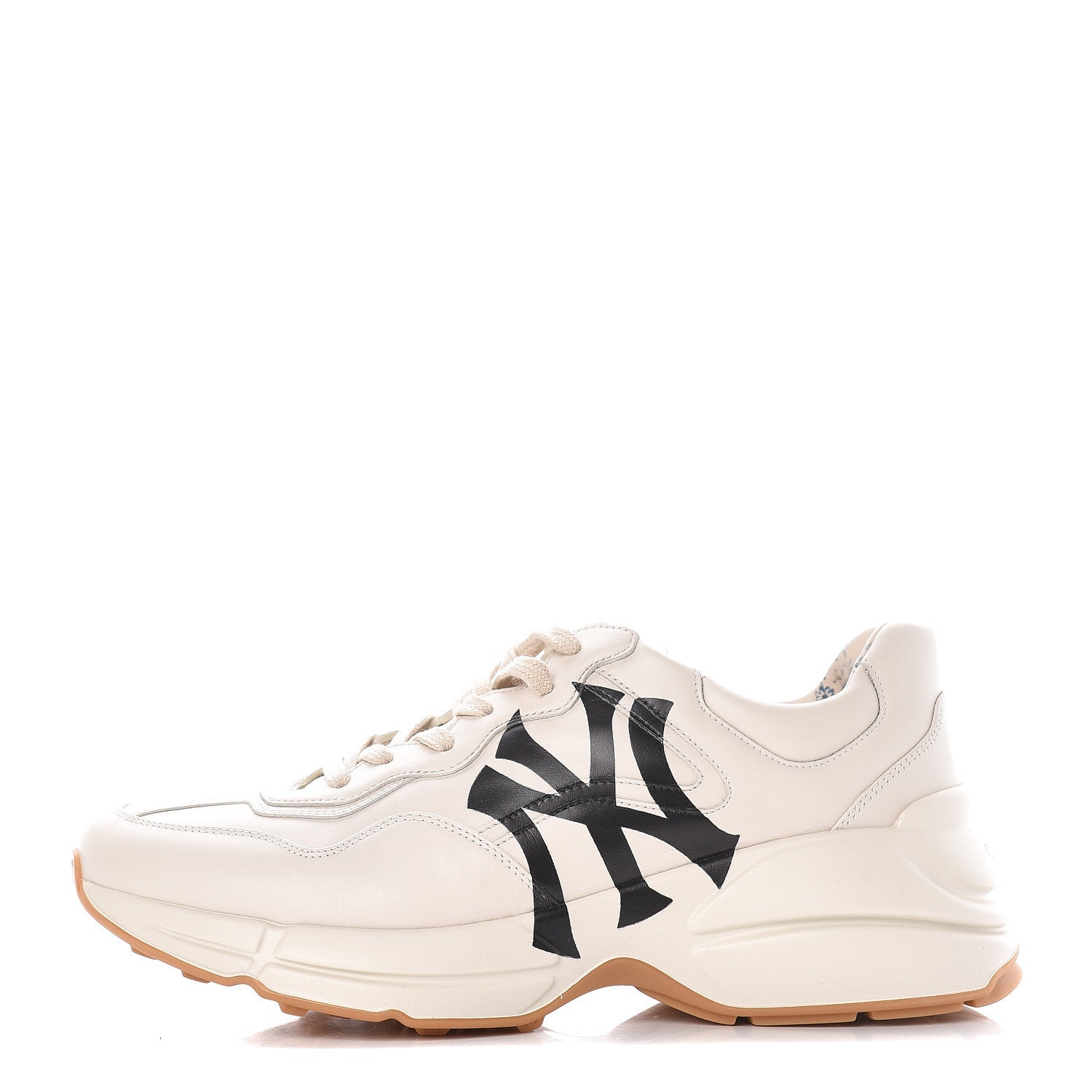 Gucci X MLB Calfskin NY Yankees Mens Rhyton Sneakers 7.5 Mystic White 1 of 11