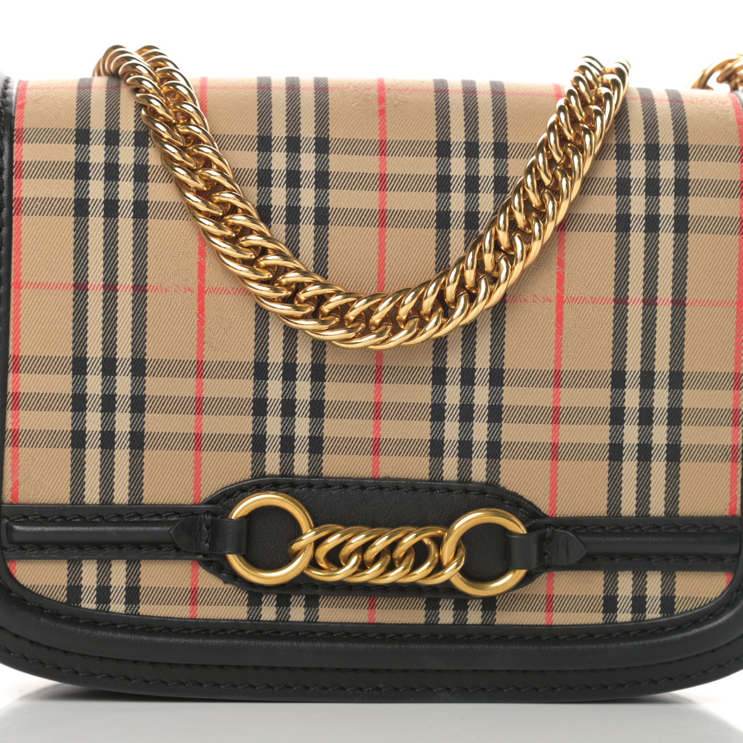 Smooth Calfskin 1983 Knight Check Link Shoulder Bag Black