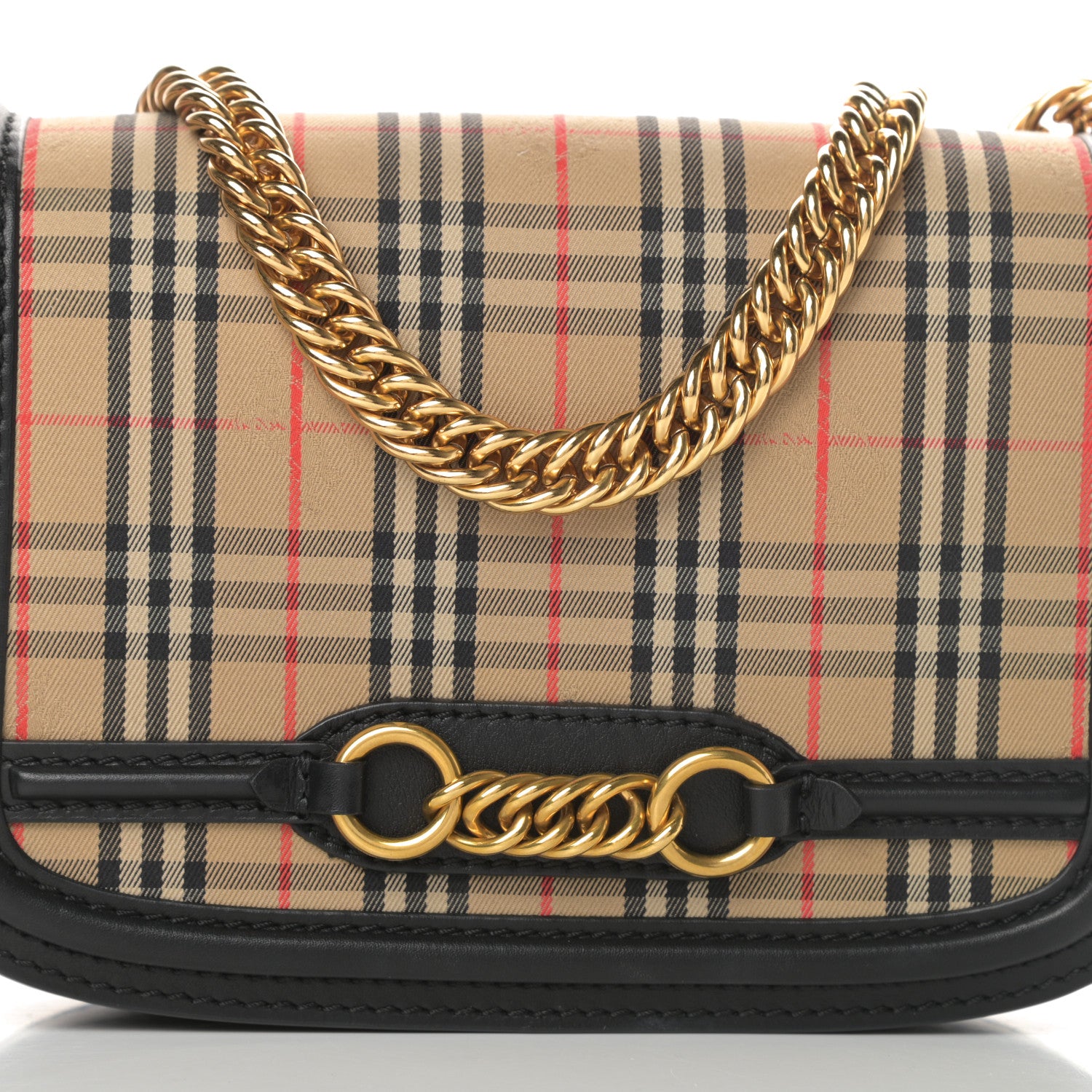 Burberry Smooth Calfskin 1983 Knight Check Link Shoulder Bag Black 8 of 15
