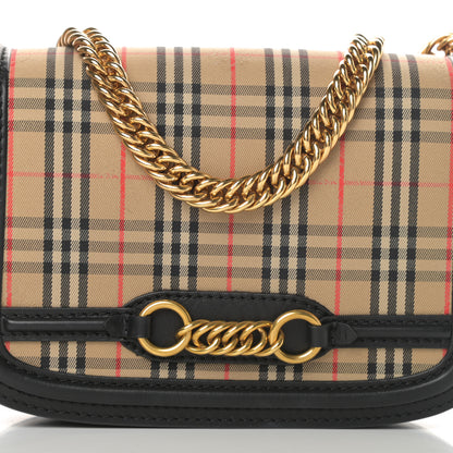 Burberry Smooth Calfskin 1983 Knight Check Link Shoulder Bag Black 8 of 15
