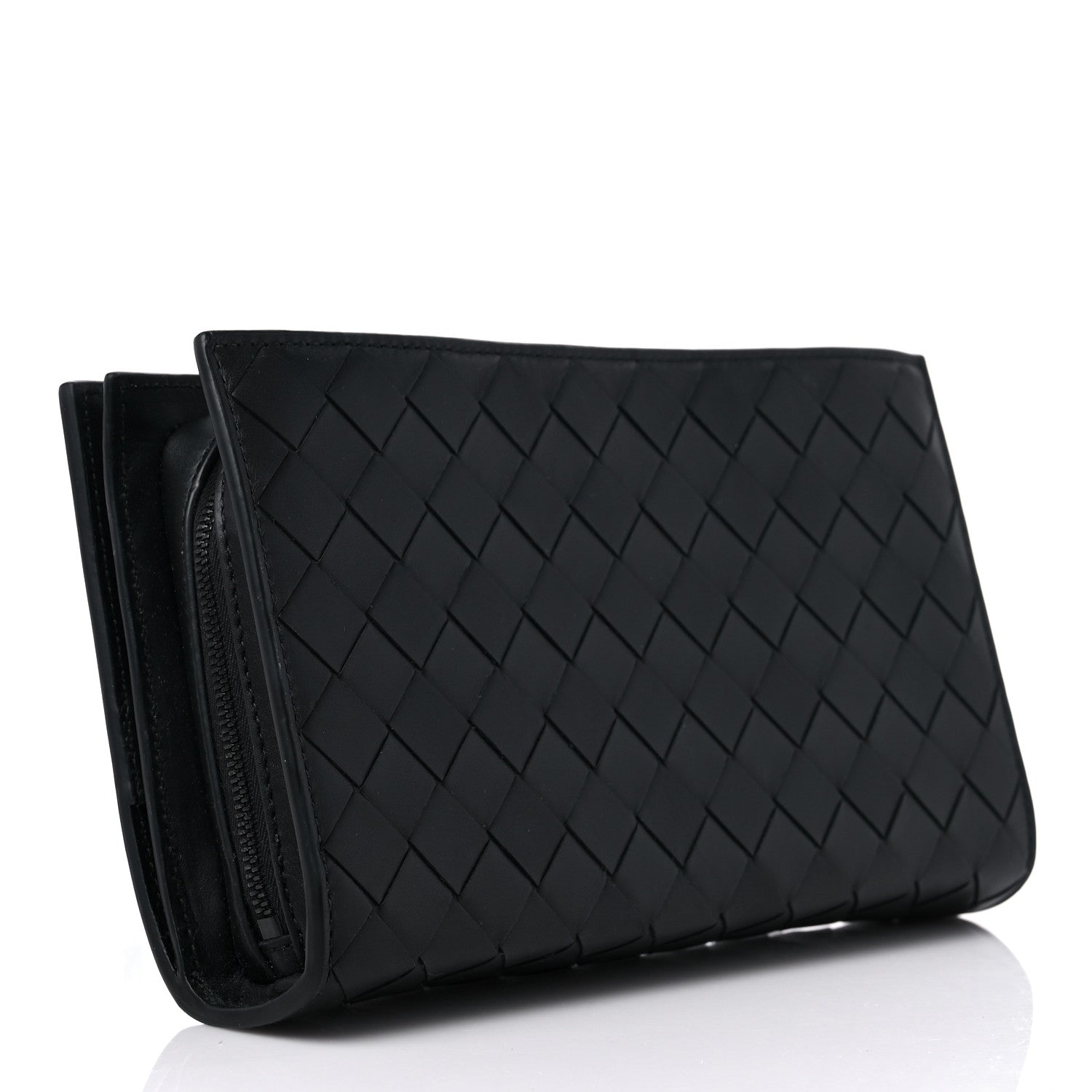 Bottega Veneta Nappa Intrecciato Wristlet Zip Wallet Black 3 of 10