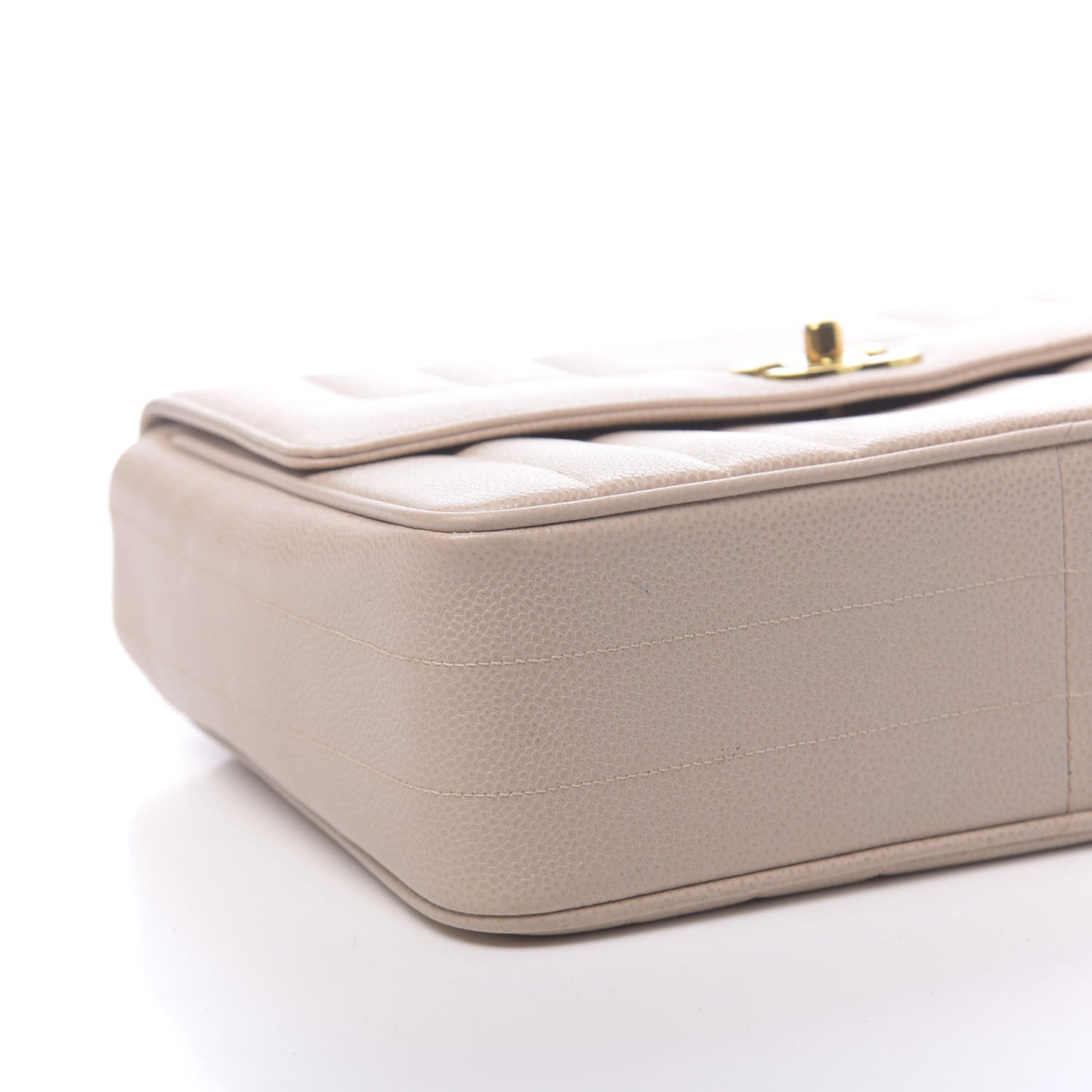 Caviar Vertical Quilted Kelly Flap Bag Light Beige